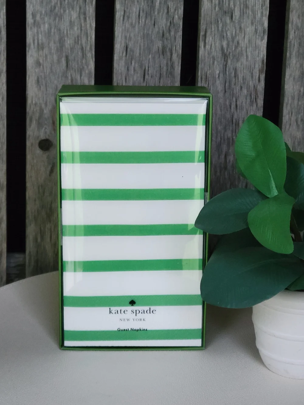 kate spade New York Breton Green & White Striped Guest Napkins